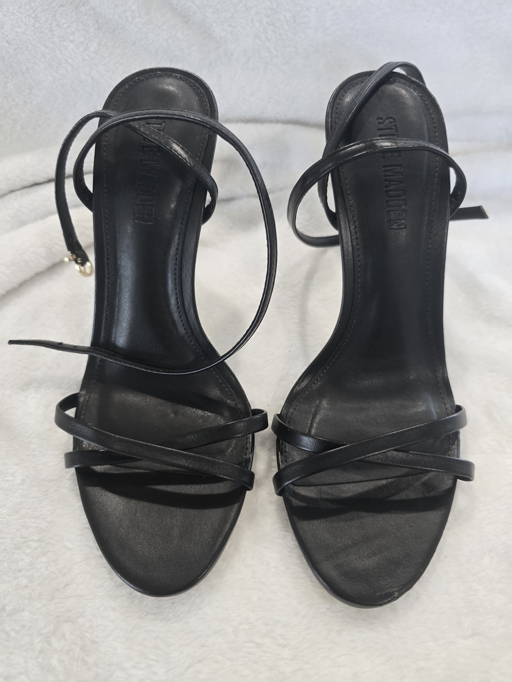 Steve Madden Black Strappy Ankle-Tie Heels - Picture 2 of 6